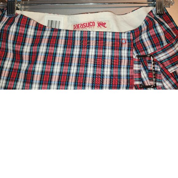 NEW Parasuco Scottish Tartan Print Pleat Mini Skirt Size 4 VINTAGE 30" Waist/Hip - Picture 5 of 5